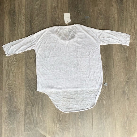 LNA Cape Strap Tee Top Burnout 3/4 Length Sleeve White Burnout High Low hem XS - Picture 13 of 16